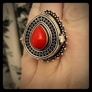 New Coral 925 Silver Poison Ring.